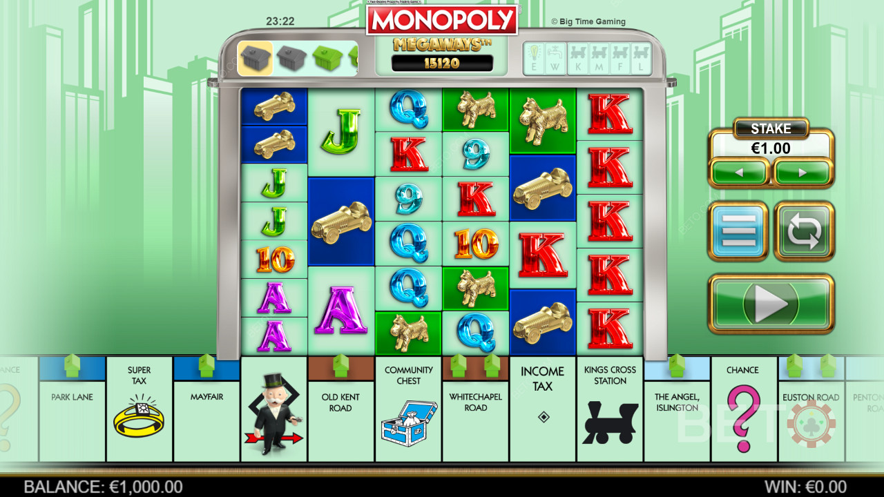 Megaways játék rács Monopoly Megaways