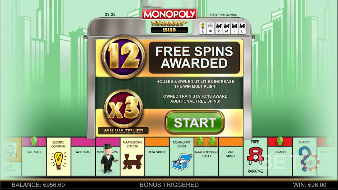 Ingyenes pörgetések funkció és egyéb Boosterek a Monopoly Megaways