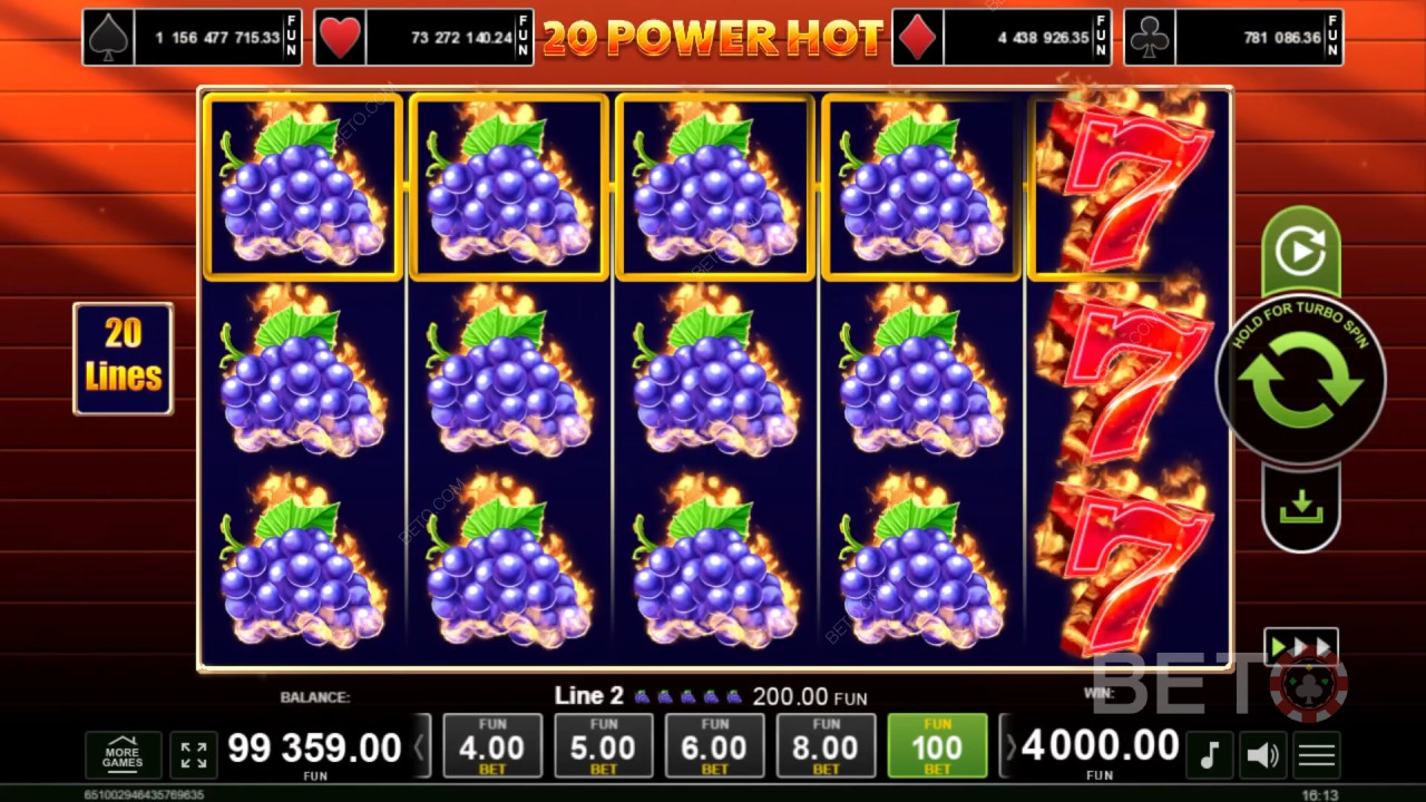 20 Power Hot felülvizsgálata a BETO Slots által