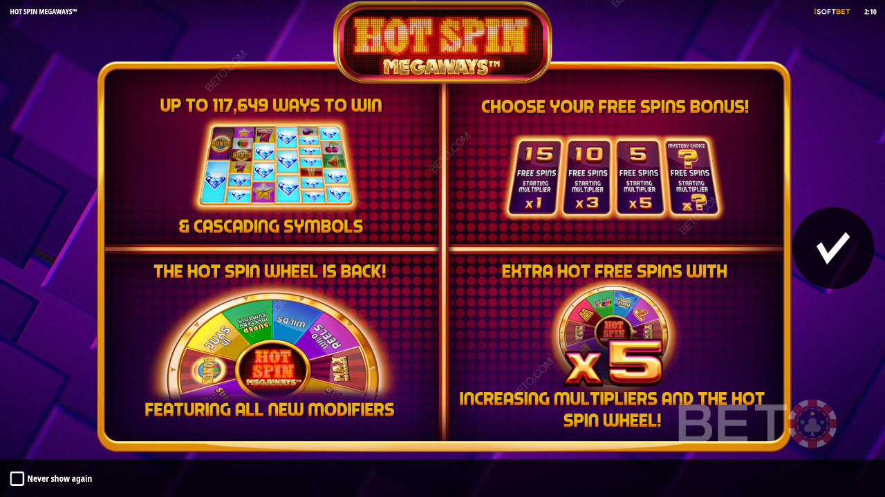 Intro képernyő a Hot Spin Megaways