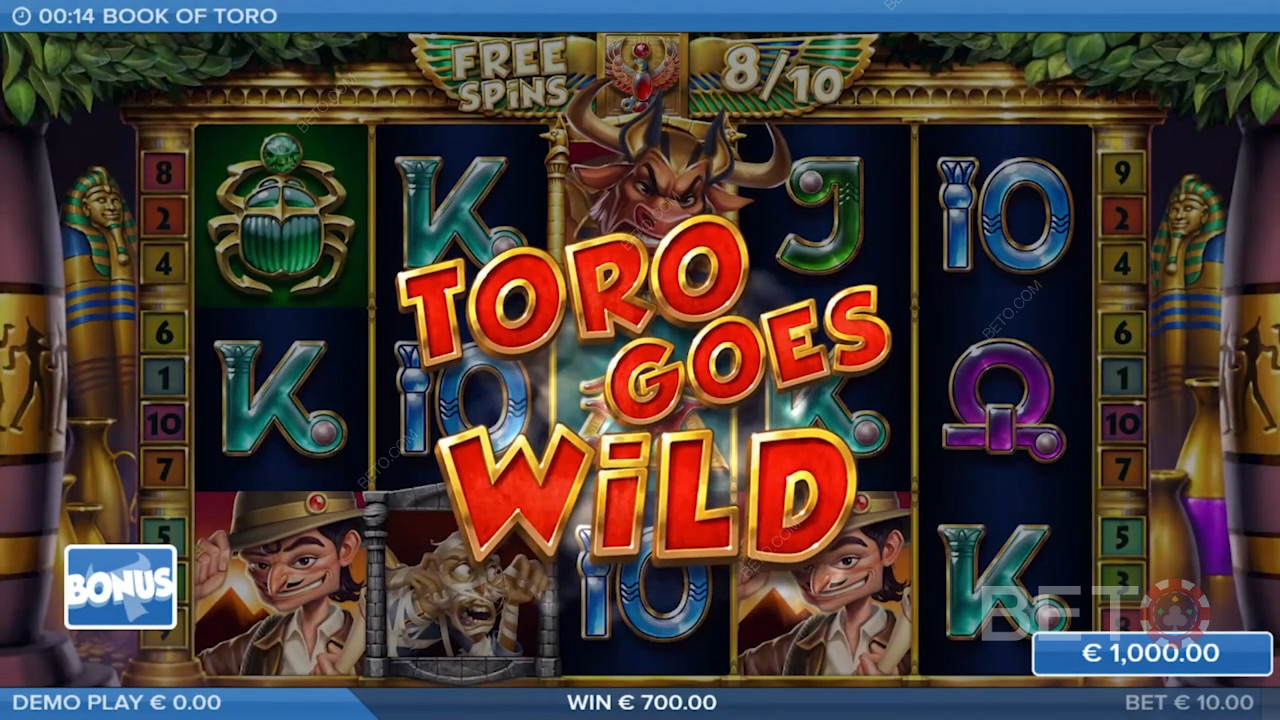 Élvezze a klasszikus Toro Goes Wild funkciót, amelyet más Toro nyerőgépekben is láthatunk.