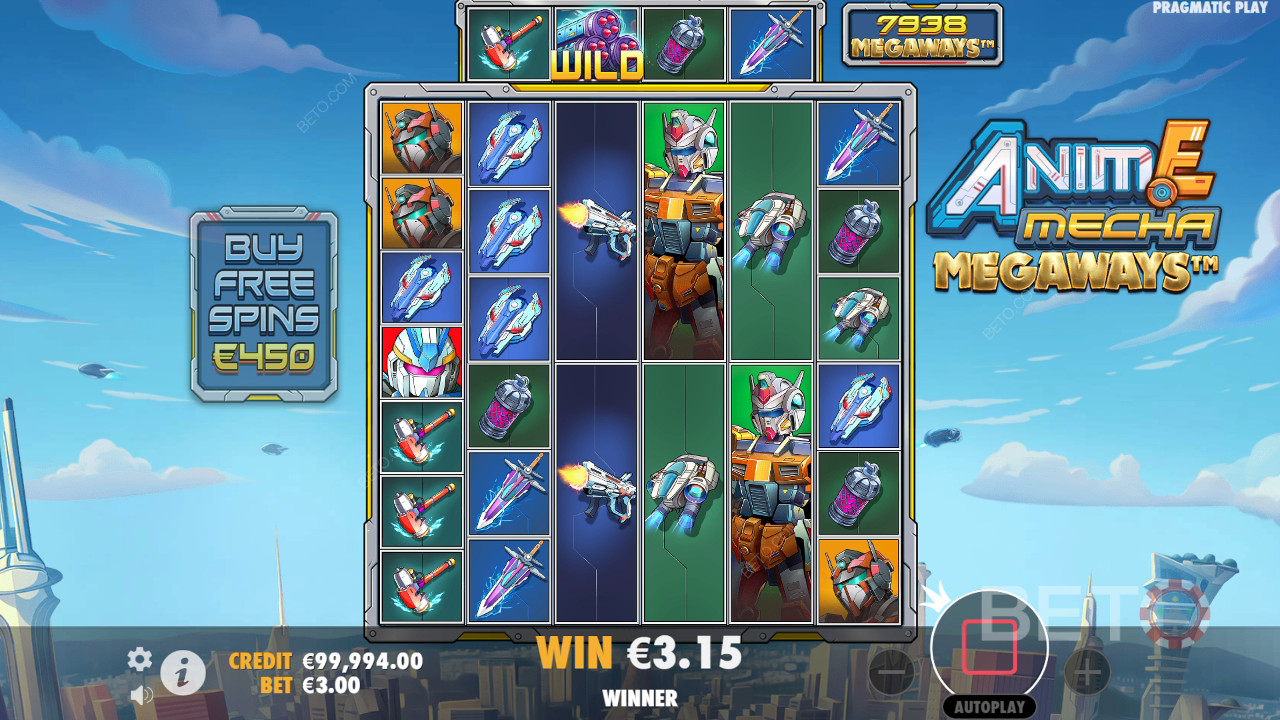 Bónusz funkciók magyarázata Anime Mecha Megaways által Pragmatic Play