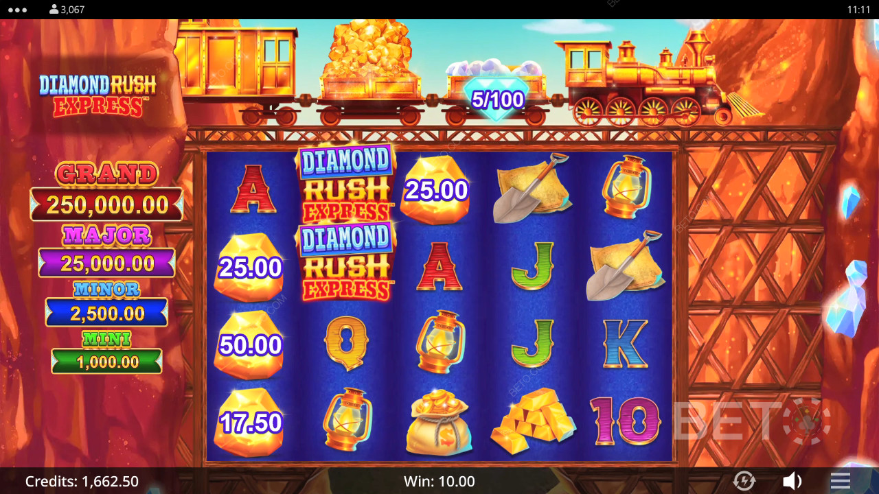 Diamond Rush Express felülvizsgálata a BETO Slots által