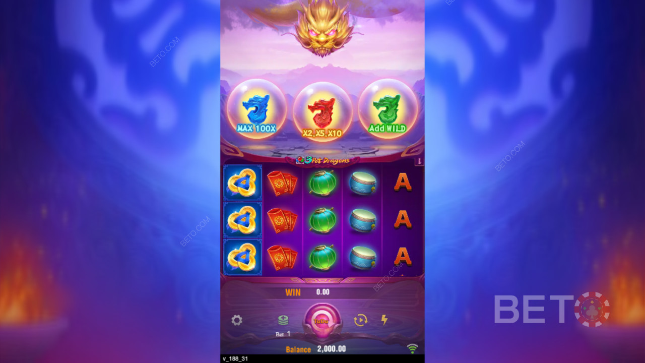 Nyerd meg téted 10,000-szeresét a 3 Pot Dragons online nyerőgépen!