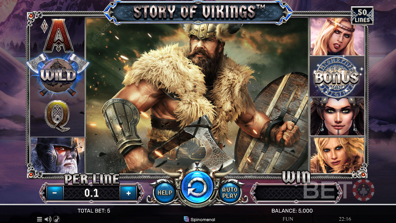 Tapasztald meg az északi dicsőséget és nyerj pénznyereményeket a Story of Vikings online nyerőgépen!