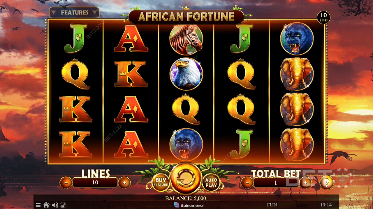 African Fortune 5x4-es játékrácsa