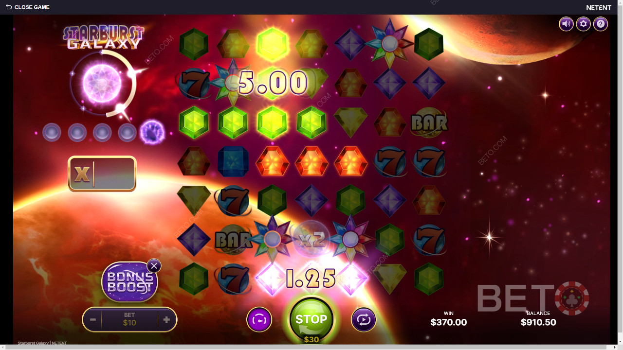 Bónusz funkciók magyarázata a Starburst Galaxy által NetEnt