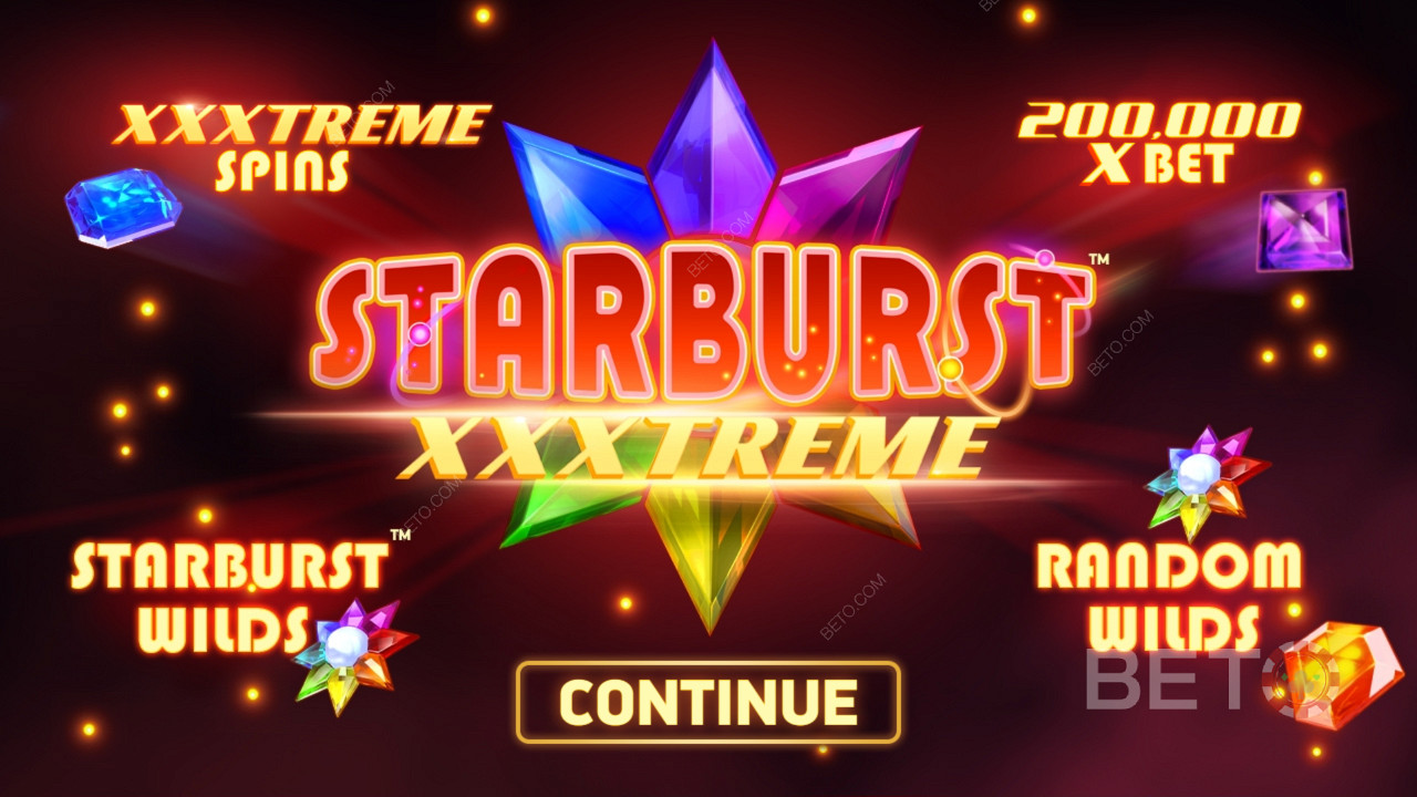 Élvezze az olyan funkciókat, mint a Random Wilds és a Expanding Wilds a Starburst XXXtreme online nyerőgépben.