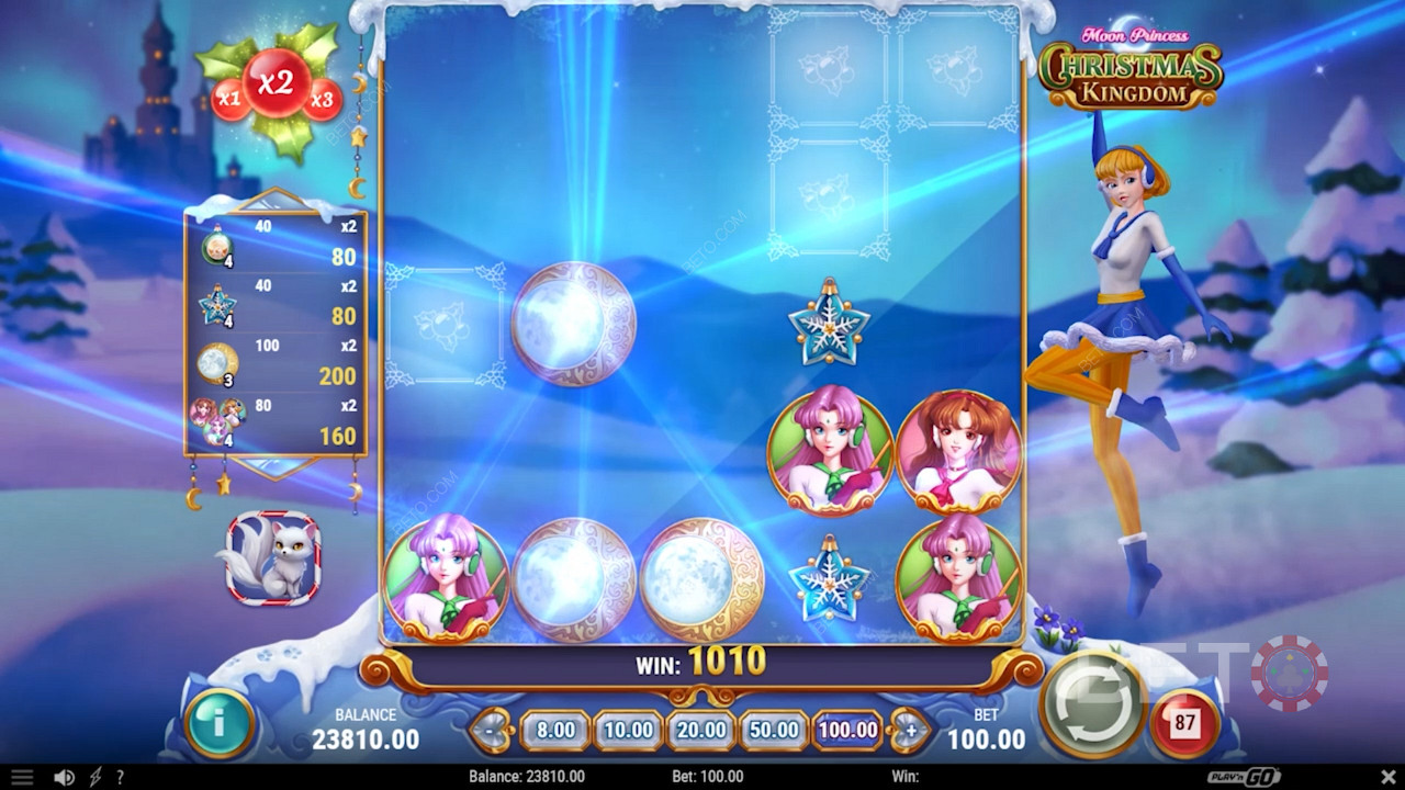 Különleges bónusz kör a Moon Princess Christmas Kingdom játékban
