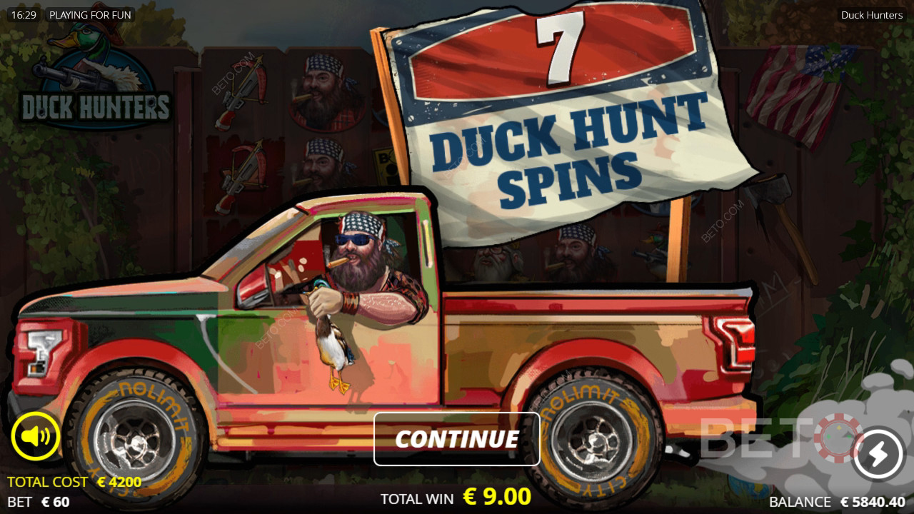 A bónusz funkciók magyarázata a Duck Huntersben a Nolimit City
