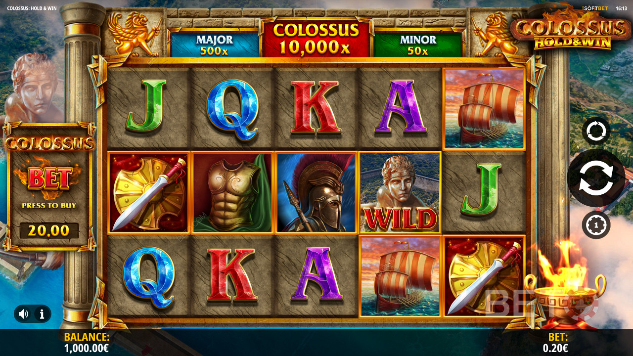 Élvezze a görög témát a Colossus: Hold and Win online nyerőgépben