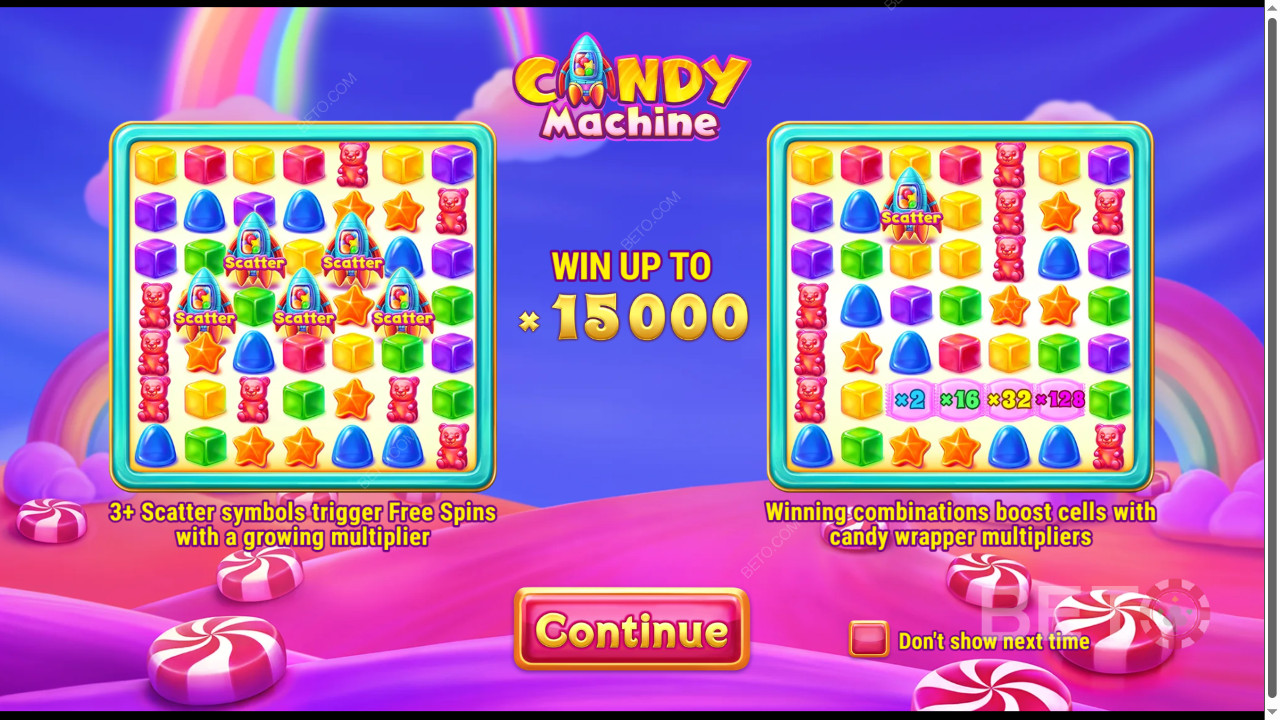 Bónusz funkciók magyarázata a Candy Machine-ban Barbara Bang által