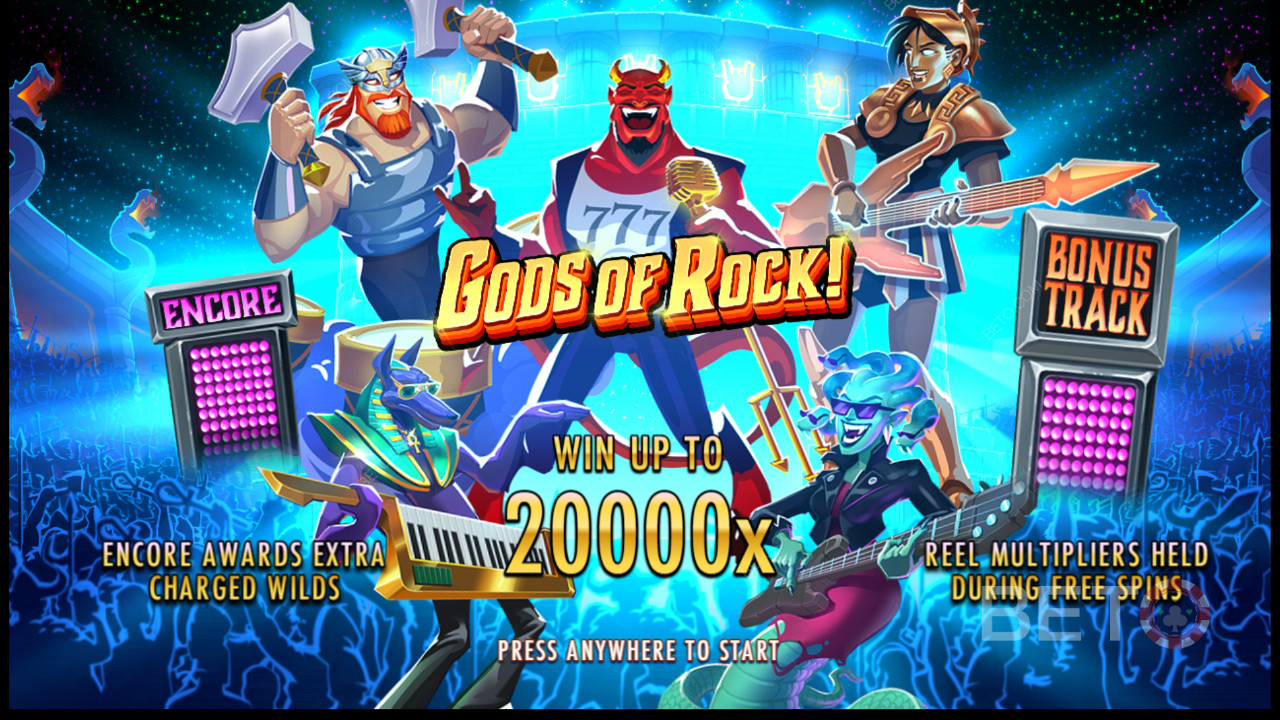 Élvezze a Gods of Rock nyerőgép számos erőteljes bónusz funkcióját
