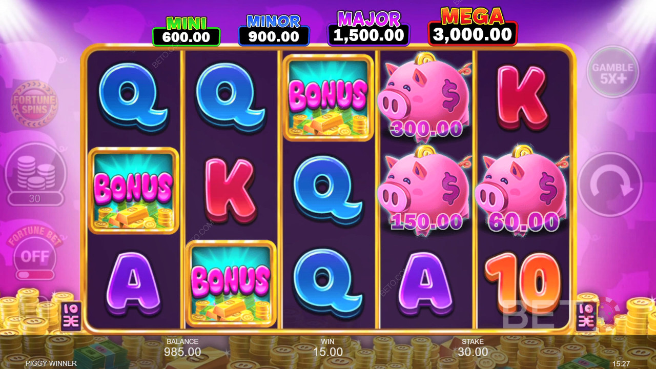 A bónusz funkciók magyarázata a Piggy Winnerben a következő által Inspired Gaming