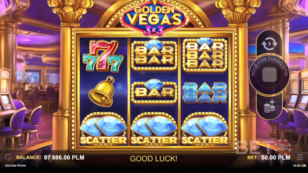 Golden Vegas 3x3 felülvizsgálata a BETO Slots által