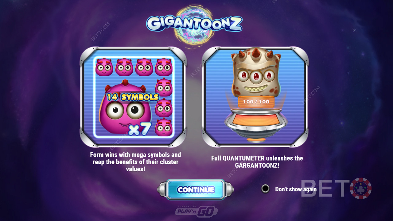 Élvezze a Mega szimbólumokat, 4 módosítót és a klaszternyereményeket a Gigantoonz nyerőgépben.