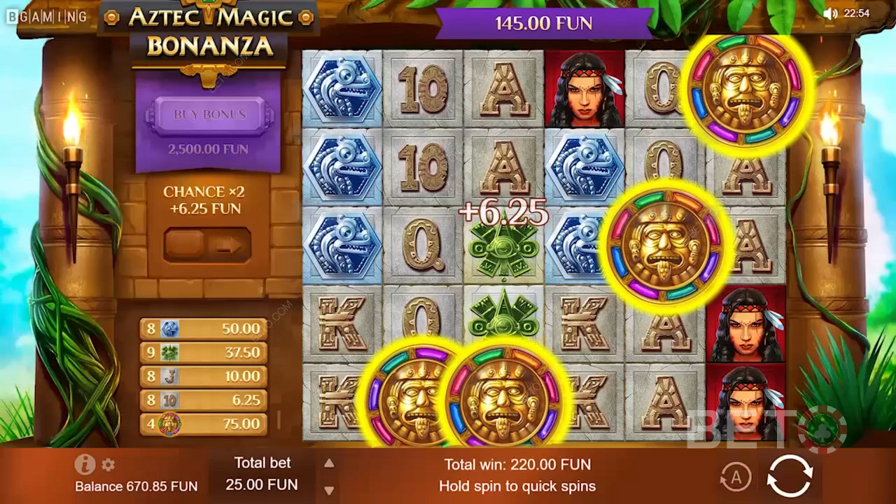 4 vagy több scatter szimbólumot érjen el az Aztec Magic Bonanza játékban a Free Spin bónusz pörgetések aktiválásához.