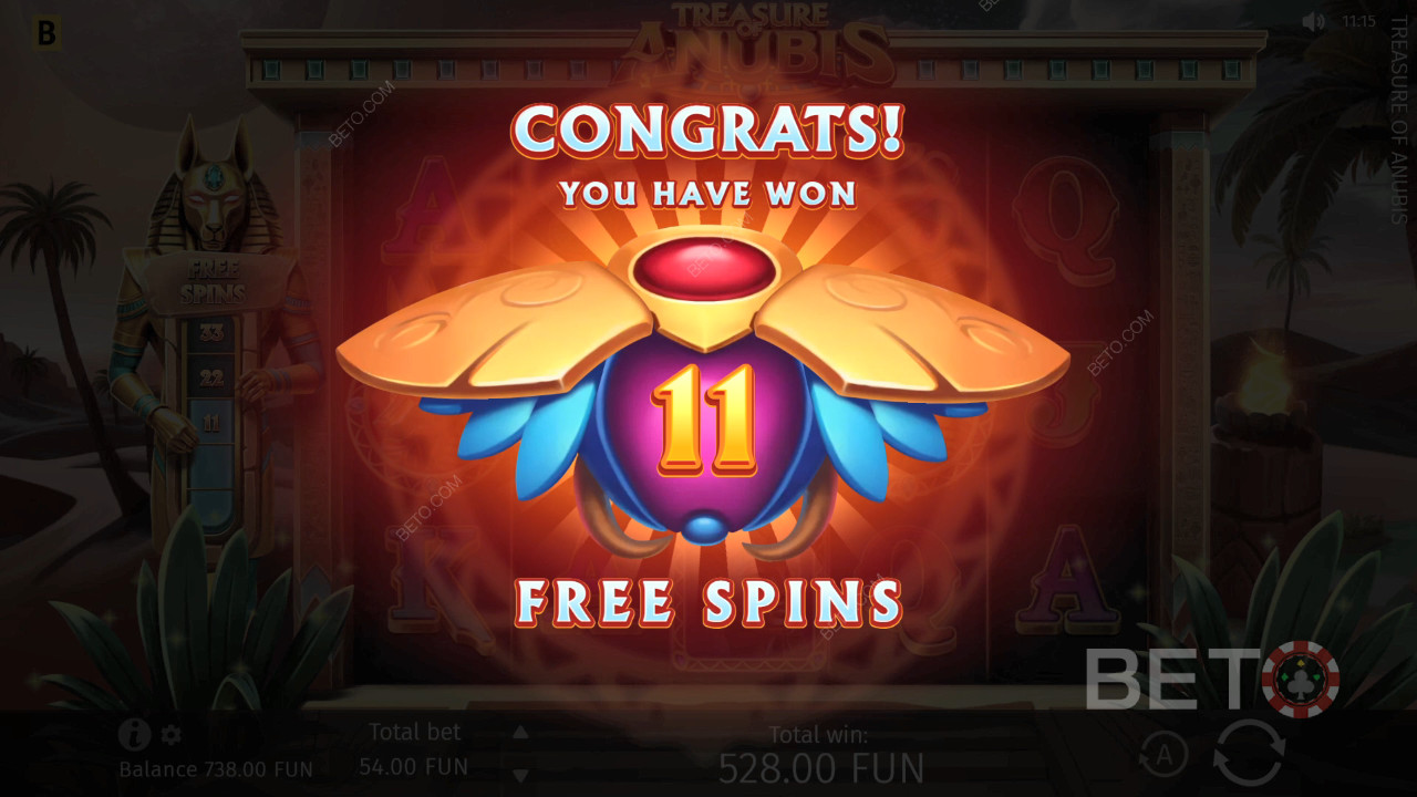 Bónusz funkciók magyarázza Treasure of Anubis által BGaming