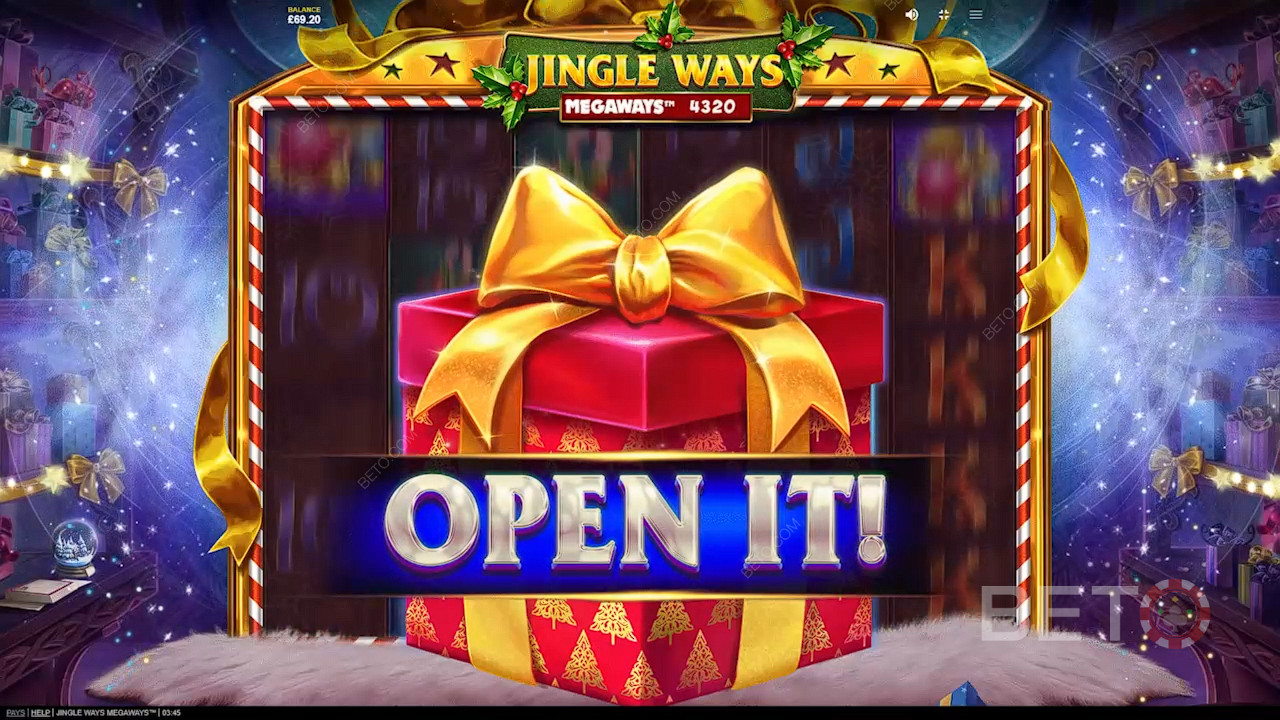 Nyisd ki az ajándékot, hogy felfedezd a Jingle Ways Megaways nyerőgép erőteljes funkcióit!