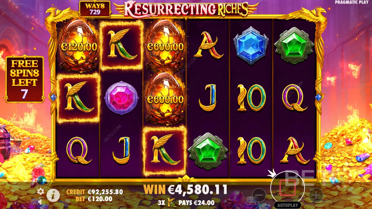 Bónusz funkciók magyarázata a Resurrecting Riches által Pragmatic Play