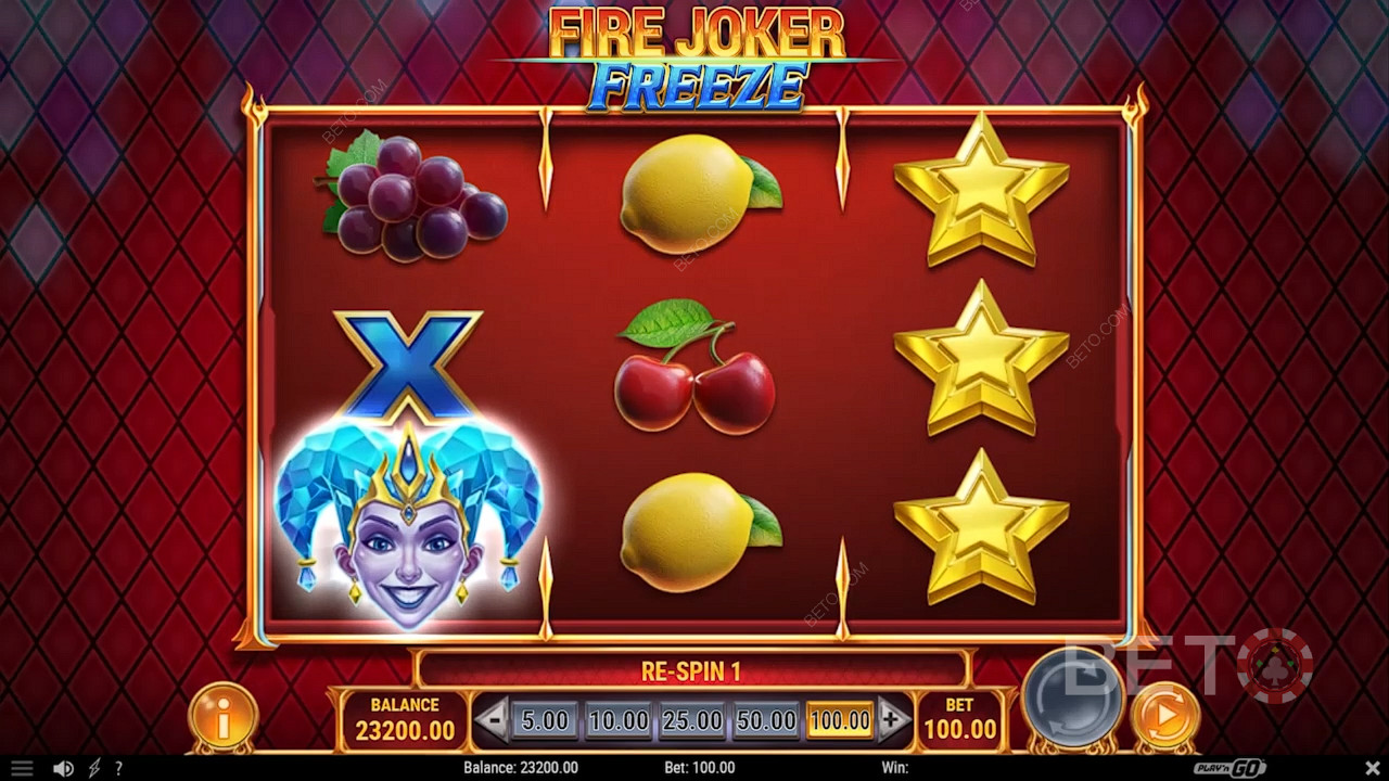 A Ice Joker Wild egy nem nyerő pörgetésen egy halommá válik és egy Respin nyereményt ad.