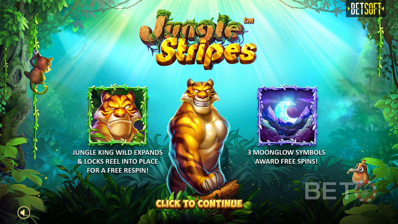 Élvezze a Jungle Stripes nyerőgépben a bővülő vadakat, a visszapörgetéseket és az ingyenes pörgetéseket.