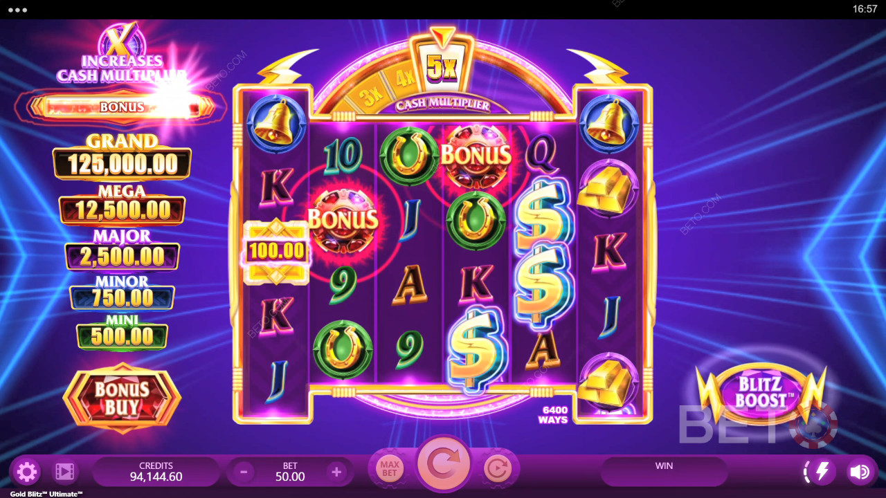 Bónusz funkciók magyarázata a Gold Blitz Ultimate-ben a következő által Fortune Factory Studios