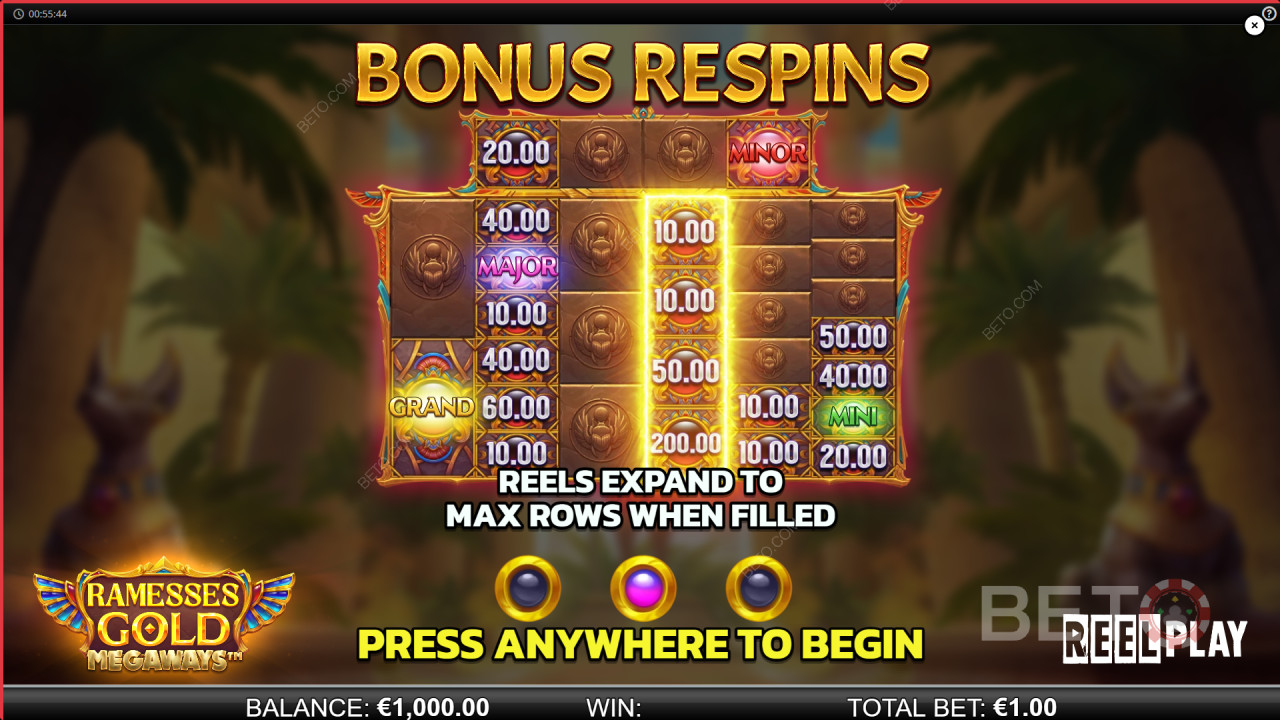 Bónusz funkciók magyarázata a Ramesses Gold Megaways-ben a Ramesses Gold Megaways által Reel Play