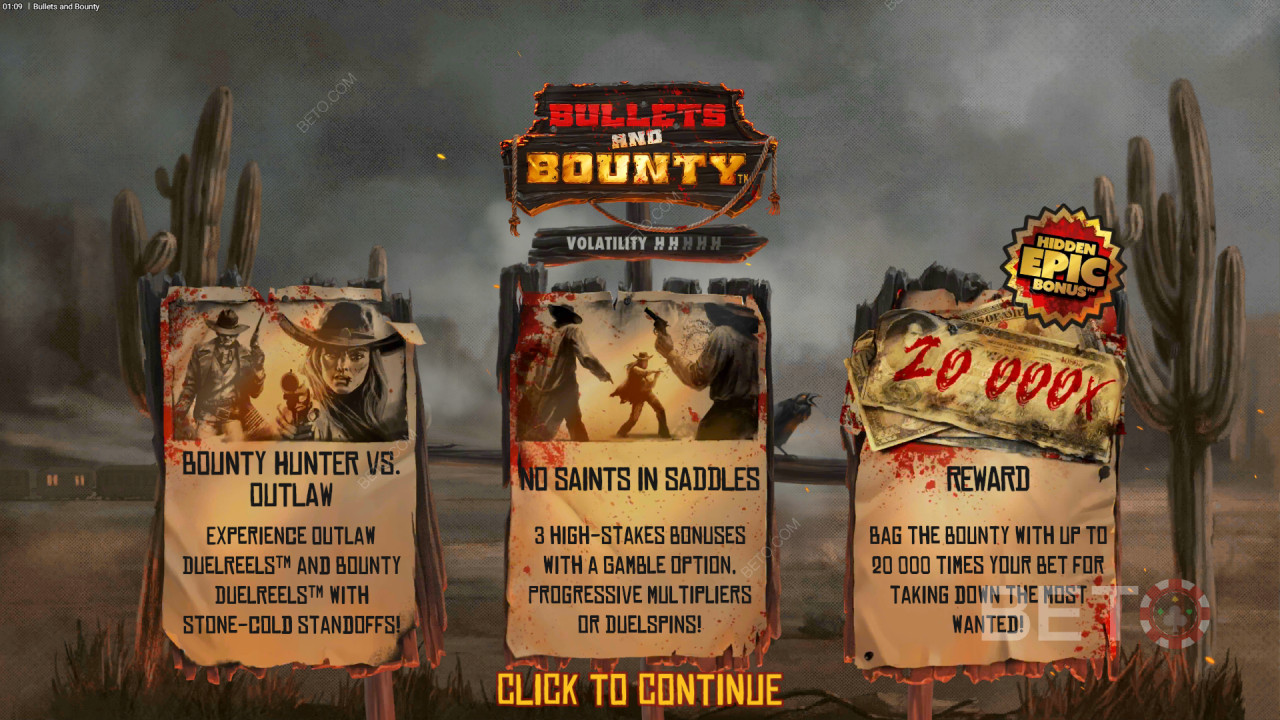 Bónusz funkciók magyarázata a Bullets and Bounty által Hacksaw Gaming