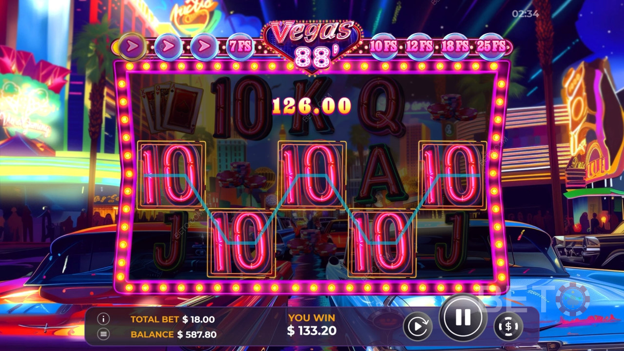 A bónusz funkciók magyarázata a Vegas 88-ban a Vibra Gaming által