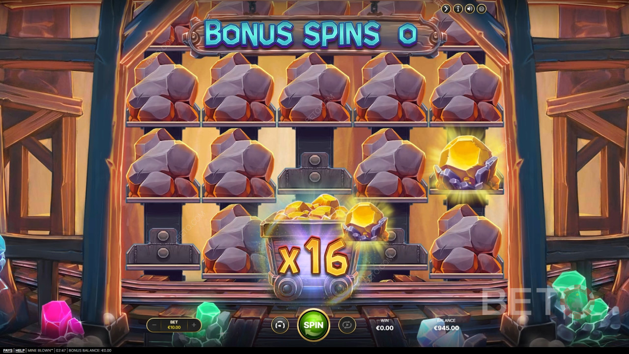 Bónusz funkciók magyarázata a Mine Blown by NetEnt