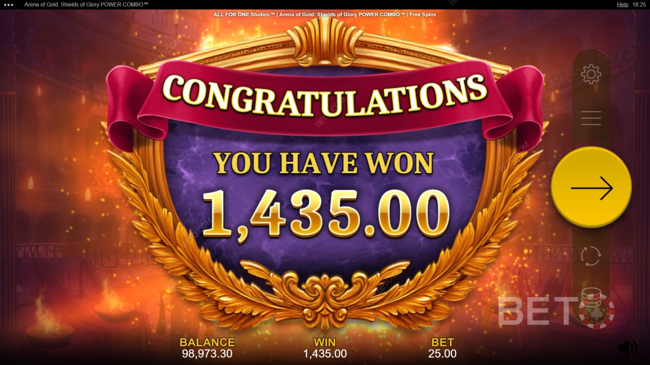 Nyerd meg téted 10,000-szeresét az Arany Arénában: Shields of Glory Power Combo videó nyerőgépen!
