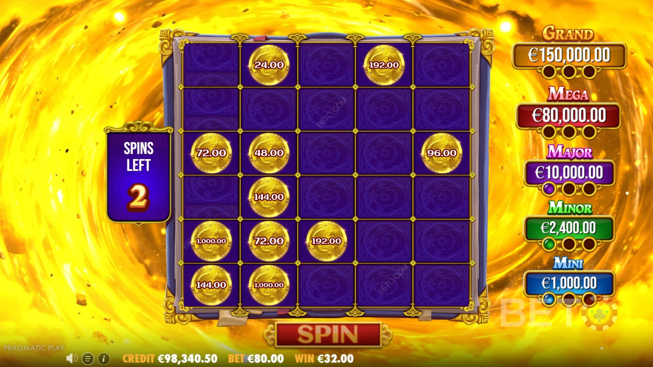 A bónusz funkciók magyarázata a Spellmasterben a következő által Pragmatic Play