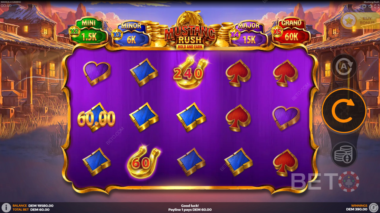 Bónusz funkciók a Mustang Rush játékban a Mancala Gaming által magyarázva