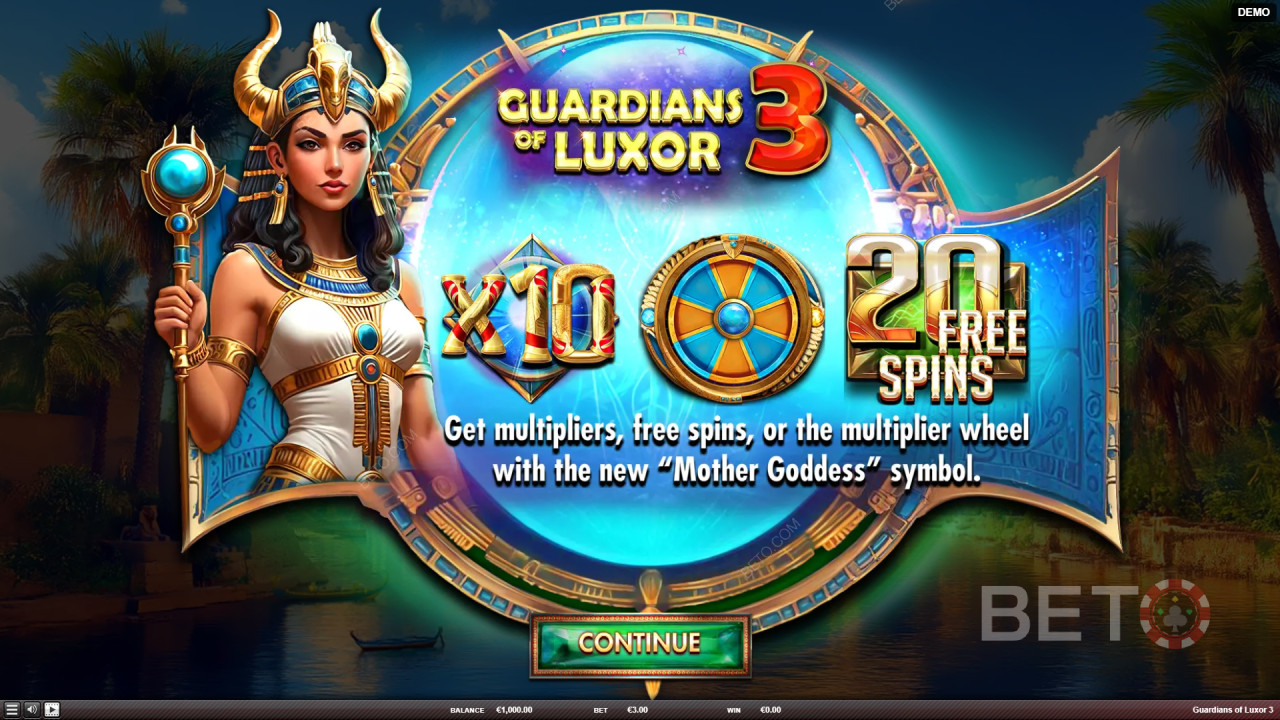A „Guardians of Luxor 3” bónuszfunkcióinak bemutatása az „ Red Rake Gaming” által
