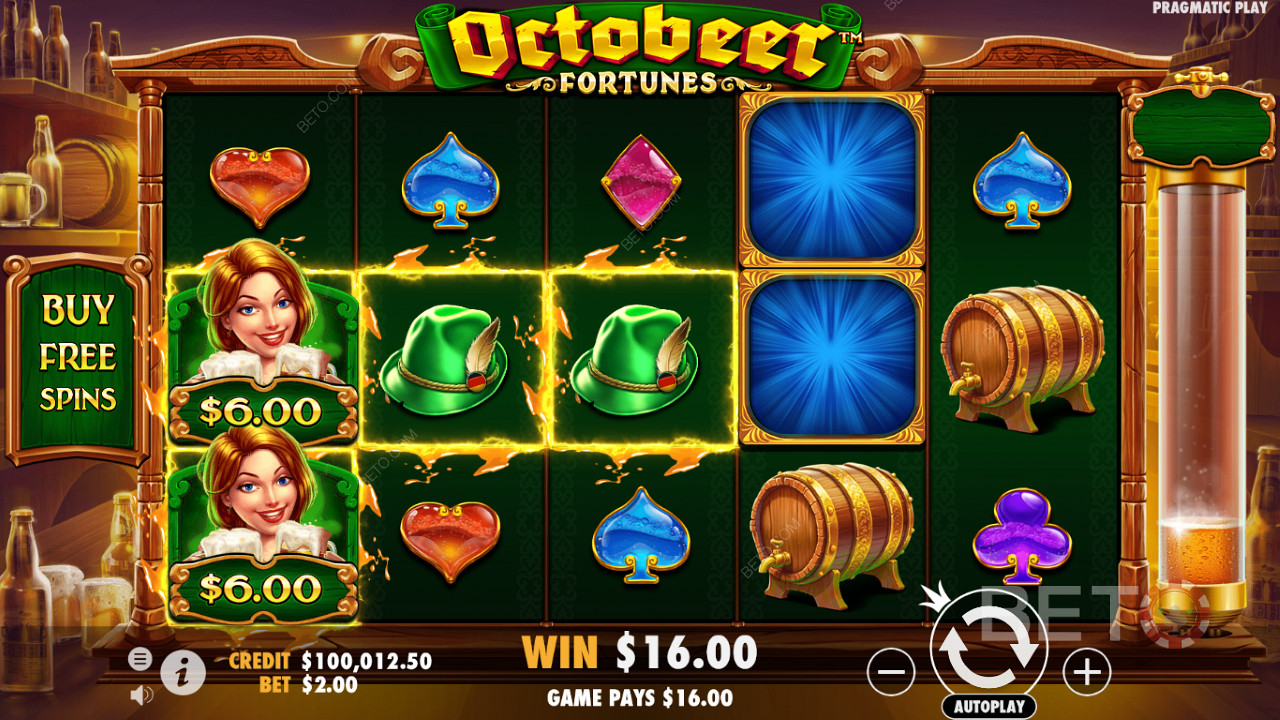 Az Octobeer Fortunes nyerőgép alapjátékában is gyakran jelennek meg pénz szimbólumok.