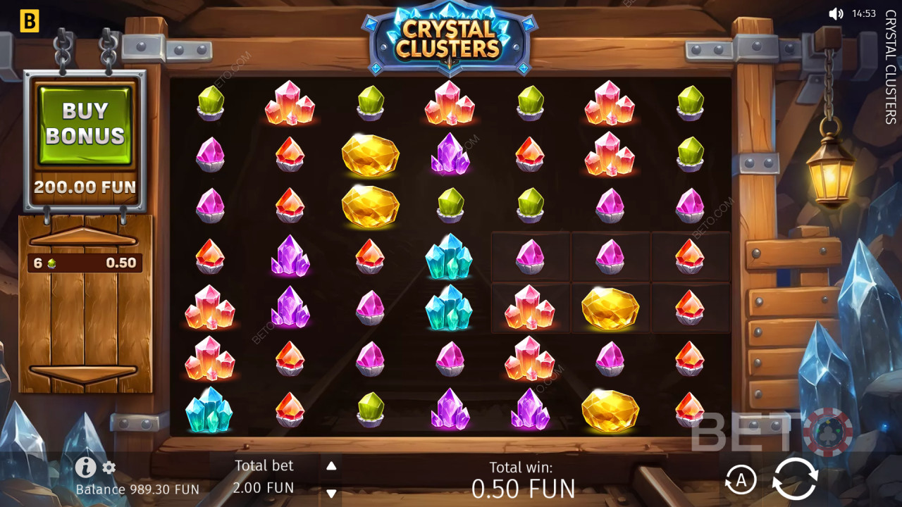 A BGaming „Crystal Clusters” című játékának bónuszfunkciói