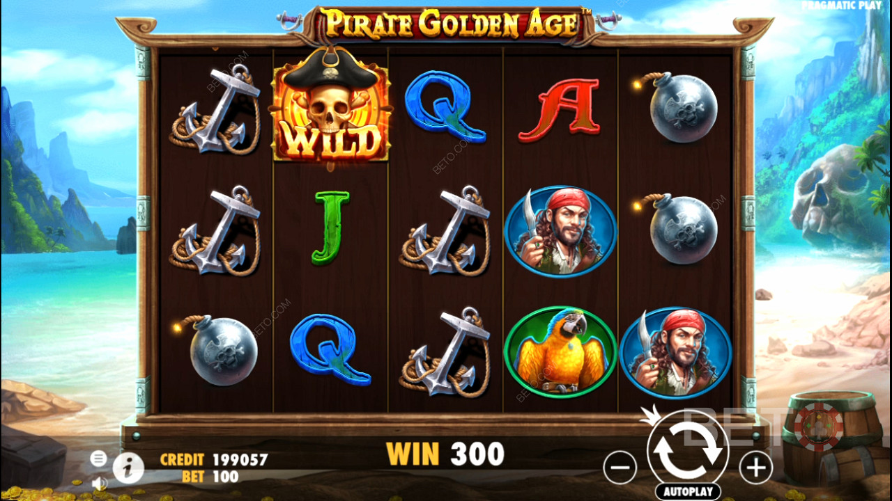 A Pirate Golden Age nyerőgépben még a hagyományos szimbólumok is nagy nyereményeket biztosíthatnak.