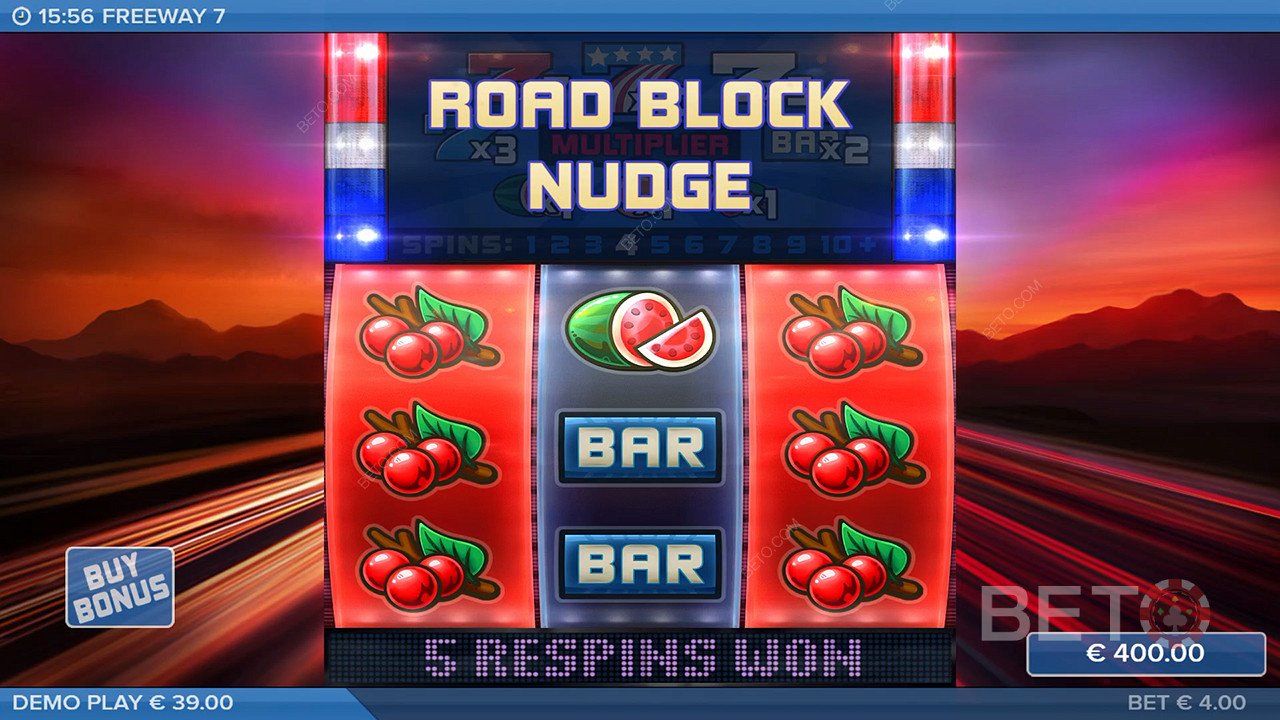 A Freeway 7 nyerőgépben a megfelelő szimbólumok megjelenítésével aktiválhatod a Respins játékot.
