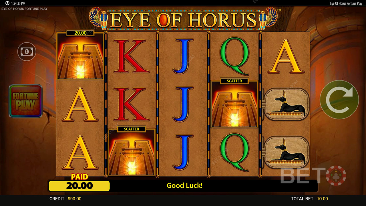 Vélemény az Eye of Horus Fortune Play online nyerőgépről