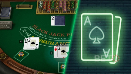 A blackjack kártyák értéke és a fogadási lehetőségek ugyanazok valódi osztókkal vagy anélkül..